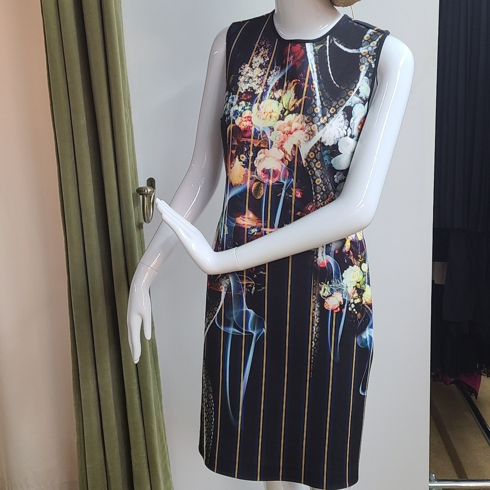 Clover Canyon Floral Sleeveless Neoprene Bodycon Midi Dress Size Medium
